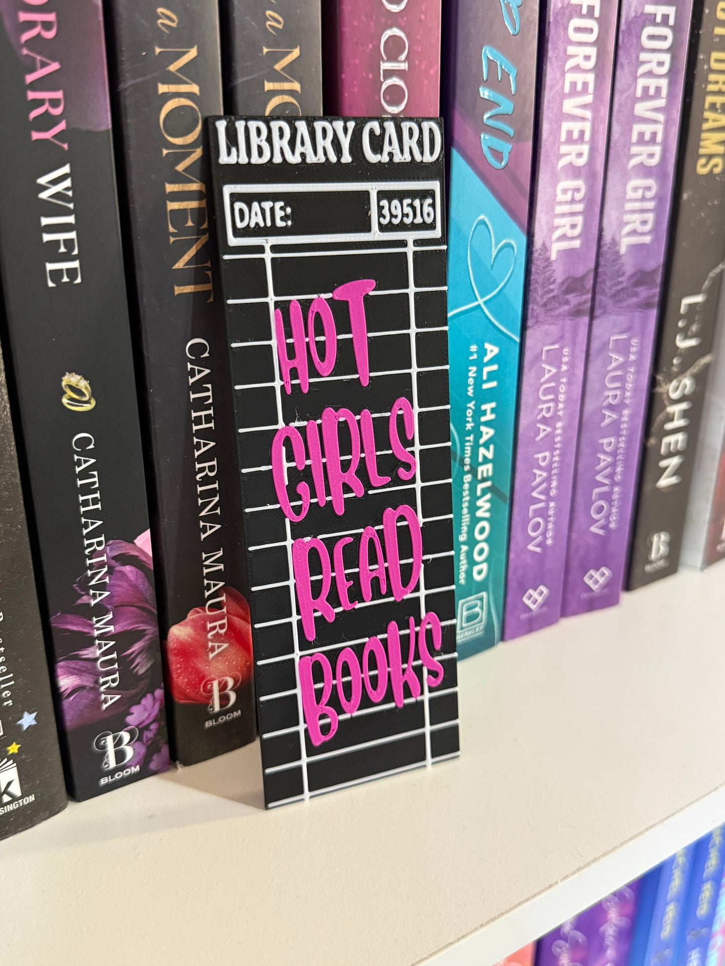 Hot girls read library card bookmark