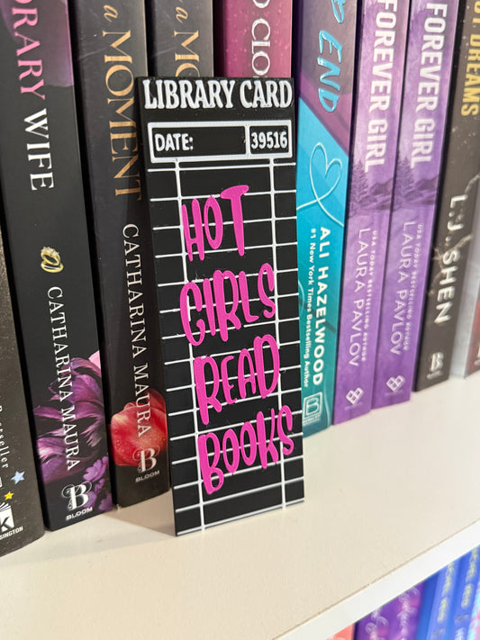 Hot girls read library card bookmark