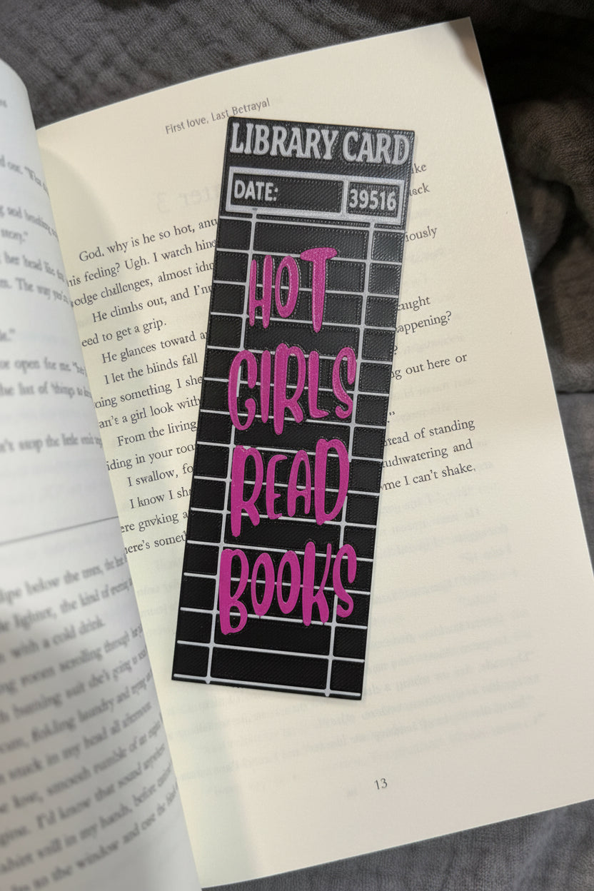 Hot girls read library card bookmark