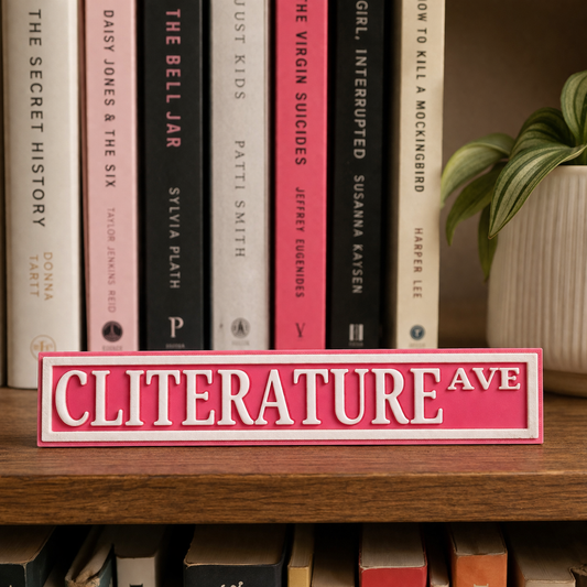 Cliterature Sign, Bookshelf decor