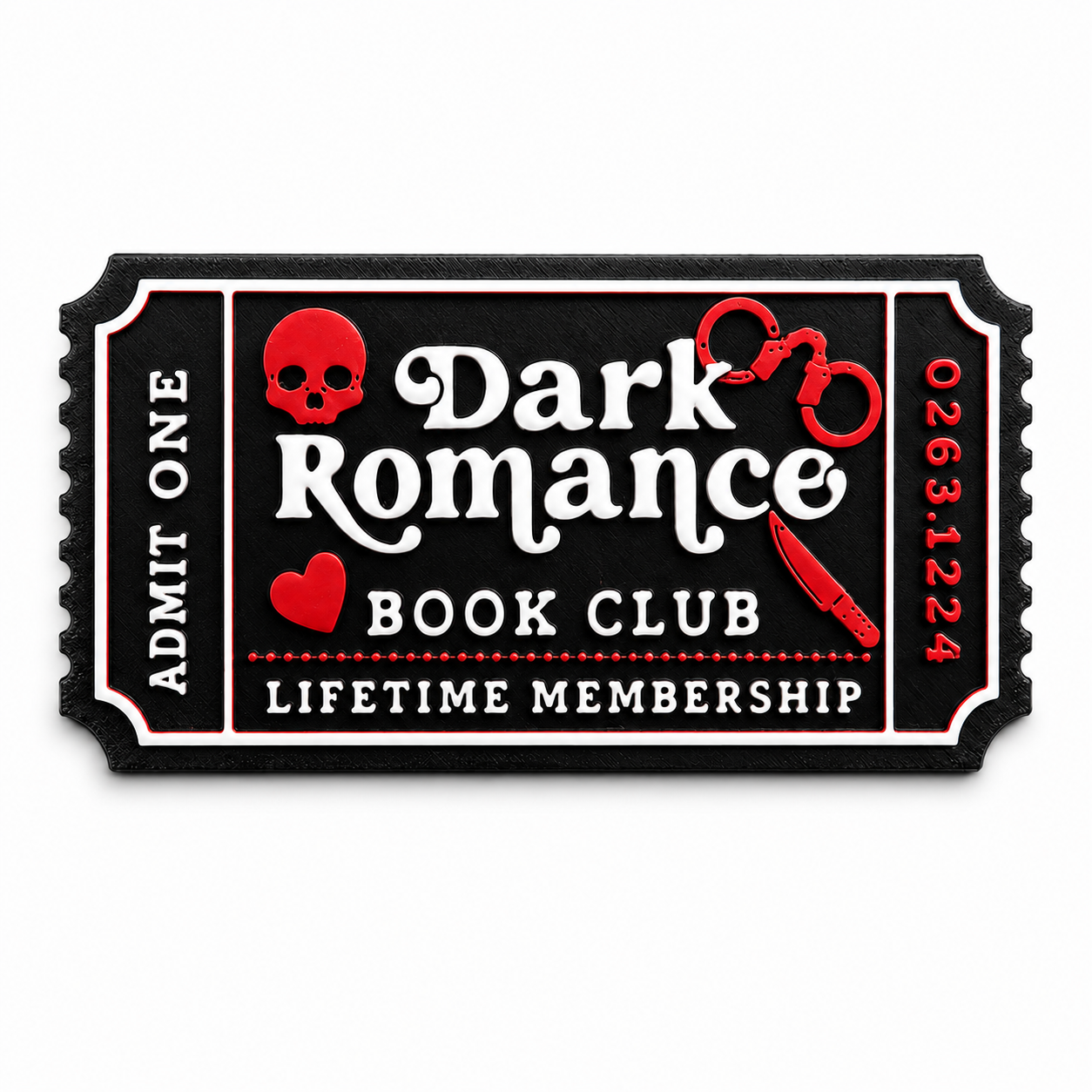 Dark Romance Ticket Plate, Bookshelf Decor