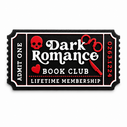 Dark Romance Ticket Plate, Bookshelf Decor