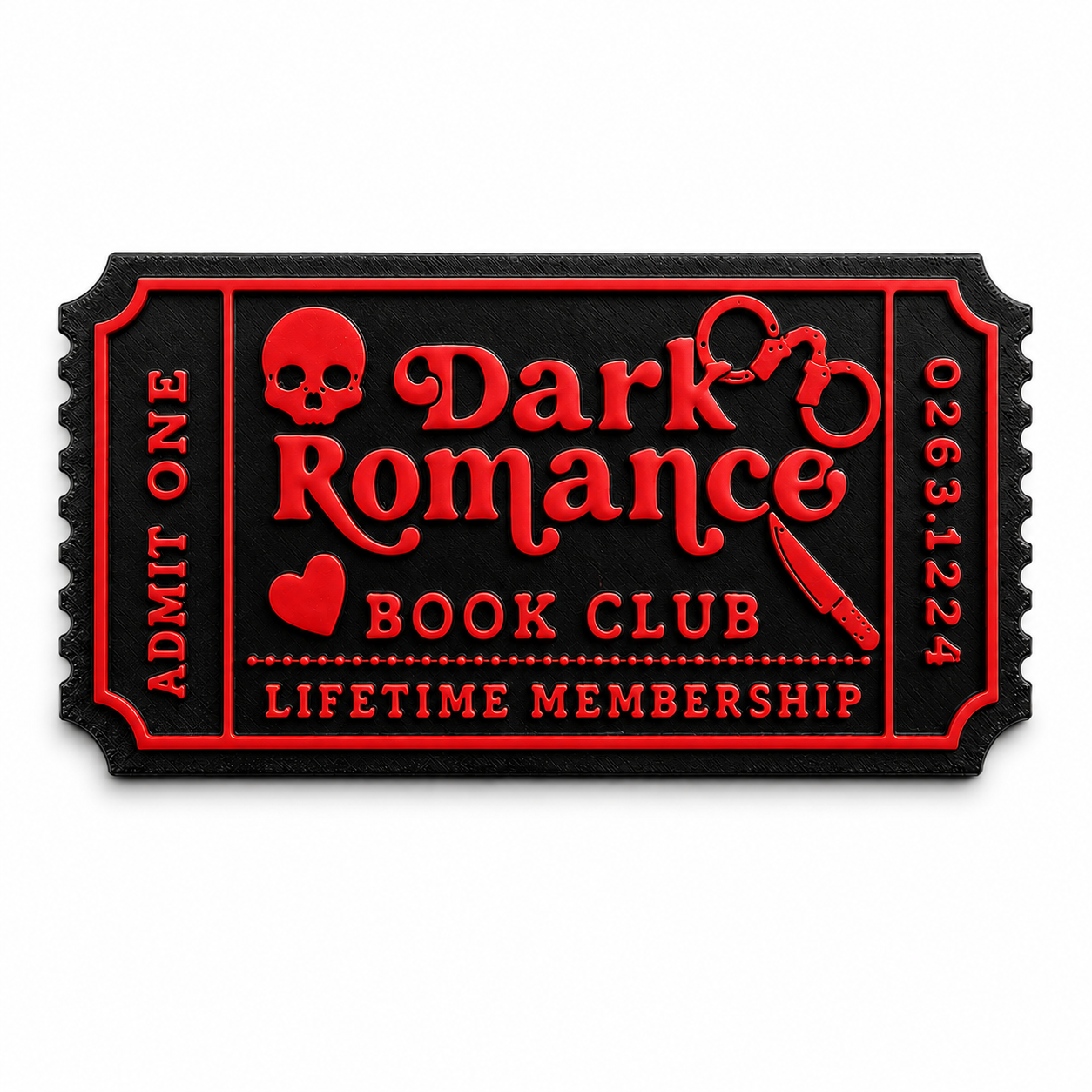 Dark Romance Ticket Plate, Bookshelf Decor